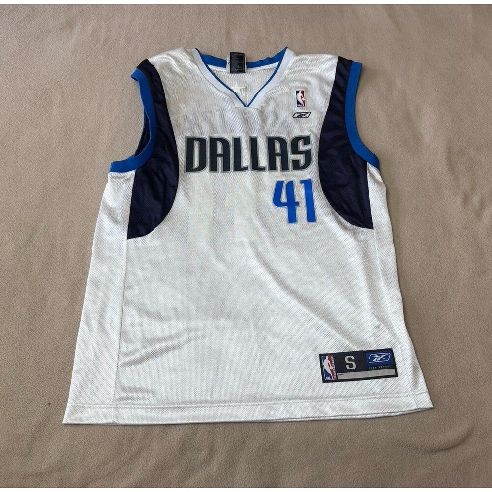 Vintage Reebok Dallas Mavericks Dirk Nowitzki #41 NBA Jersey Size S White
